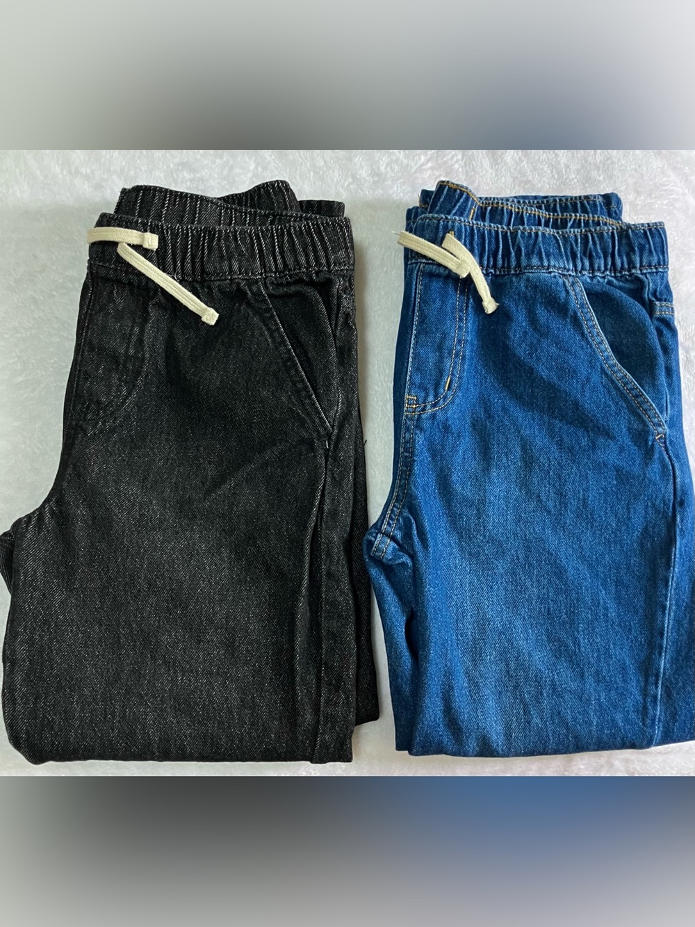 Girls Never Worn Cat & Jack Kids Elastic Denim Jeans, Acid Black And Dark Blue
